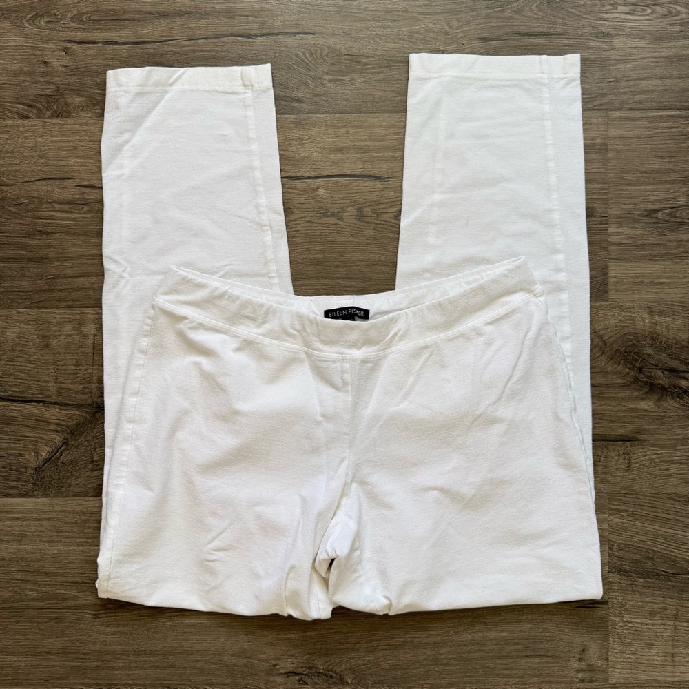 Eileen Fisher White Bone Slim Ankle Pants Size Small Women Stains